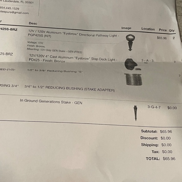 AQ Lighting, Set of 8 "Eyebrow" Deck Lights w/ stakes; 6 bulbs included; bronze - Picture 6 of 7